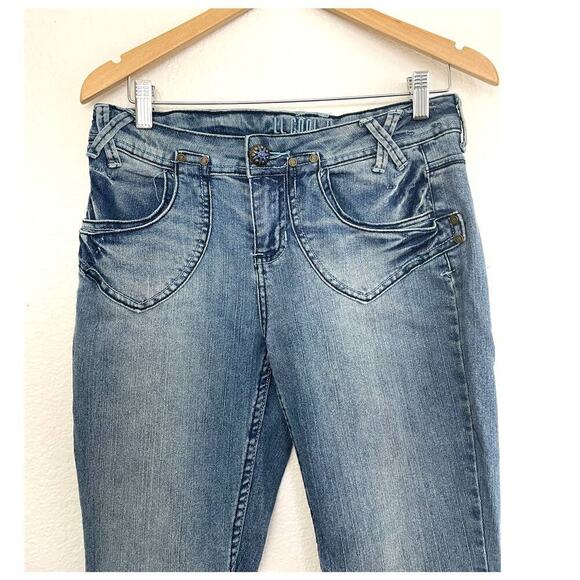 VTG LL Cool J Women's Blue Flare Denim Jeans Sz 5 Y2K Retro Soft 90's - Picture 10 of 12